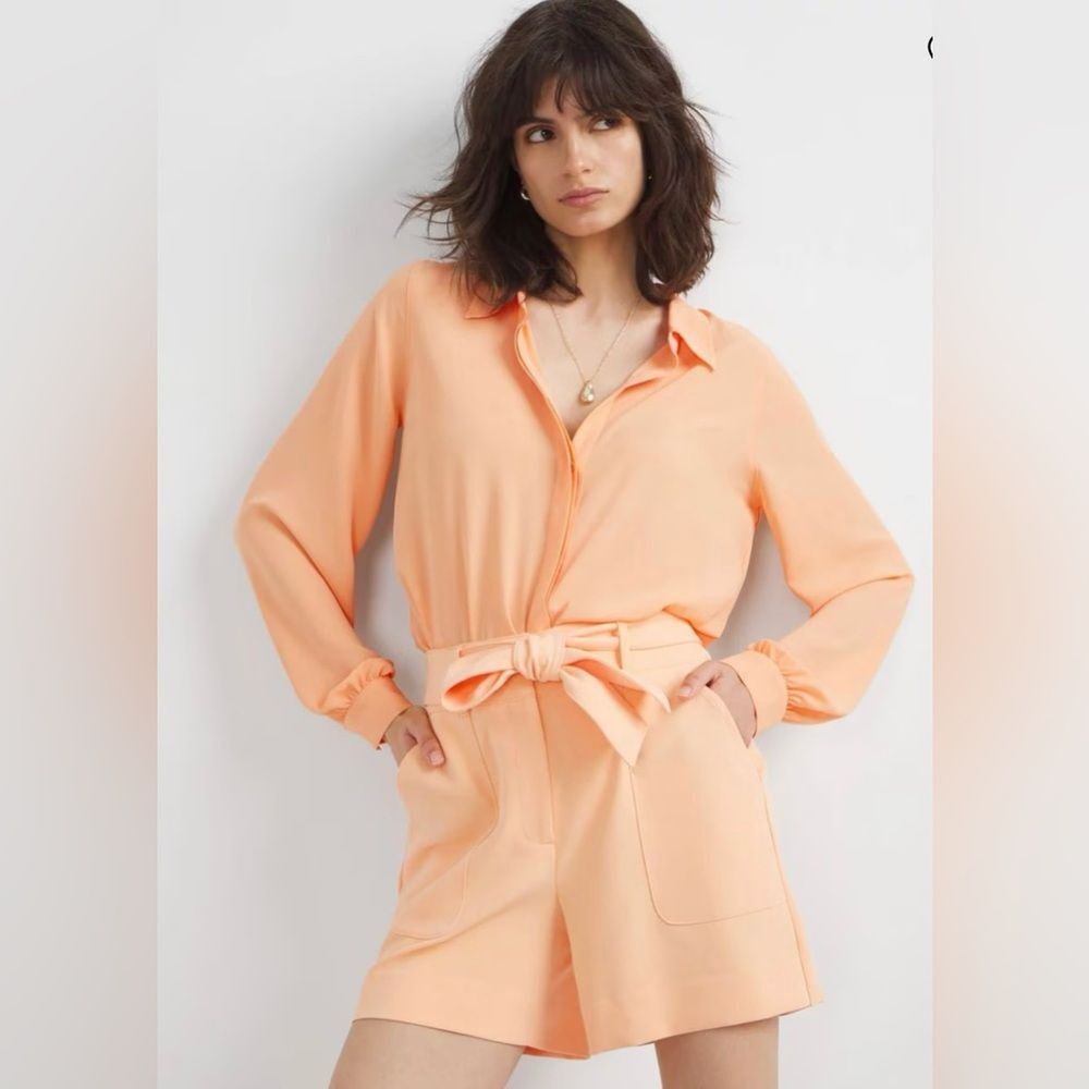 White Horse Black Market Long Sleeve Soft Shirt Size L Front Button Color Orange